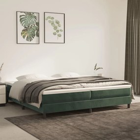 3144354 vidaXL Pat box spring cu saltea, verde închis, 200x200 cm, catifea