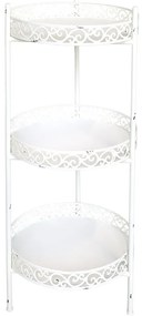 Etajera, alba, din metal, cu 3 rafturi, aspect vintage