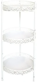 Etajera, alba, din metal, cu 3 rafturi, aspect vintage