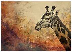 Tablou pe sticlă - Girafă, pictură (70x50 cm)