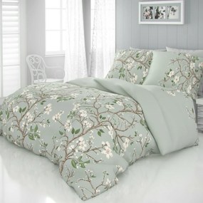 Lenjerie pat satin Primăvara verde, 240 x 200 cm, 2 buc. 70 x 90 cm