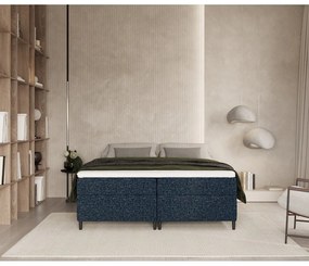Pat boxspring albastru închis cu spațiu de depozitare 180x200 cm Araya – Maison de Rêve