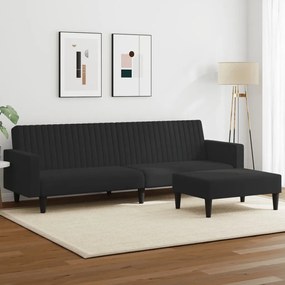vidaXL Set canapea 2 piese, negru, catifea