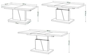 Măsuță de cafea pliabilă cu blat rabatabil NINO alb