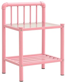 Noptiera, roz si transparent, 45x34,5x62,5 cm, metal si sticla 1, pink and transparent
