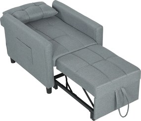 HOMCOM Canapea-pat pliabil convertibil cu spătar reglabil și pernă, Gri | Aosom Romania