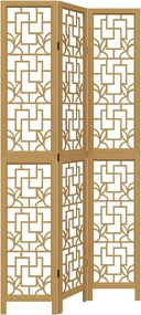 vidaXL Paravan de cameră cu 3 panouri, maro, lemn masiv paulownia