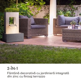 Blumfeldt Bloomingstone, fântână, fântână de grădină, fântână decorativă, 20 W, pompă, zinc, LED