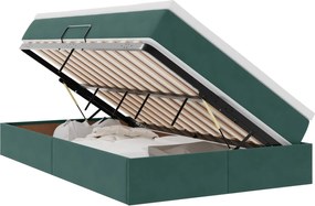 vidaXL Pat cu saltea și spațiu de depozitare Verde închis 120 x 200 cm