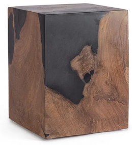 Masuta de cafea maro/neagra din Lemn de Teak, 30x30x40 cm, Melty Bizzotto