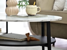 Măsuță de cafea Randolf Xl (marmură albă + negru). 1111699