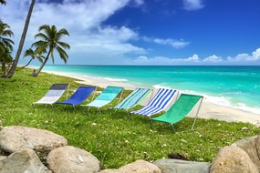 Sezlong pliabil de plaja SAND, dungi gri