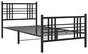 376337 vidaXL Cadru pat metalic cu tăblii de cap/picioare, negru, 100x200 cm