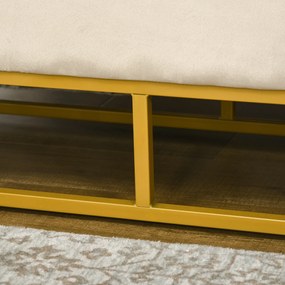 HOMCOM Bancă de Depozitare Rectangulară cu Șezut Căptușit și Picioare din Oțel, 110x44x49 cm, Bej | Aosom Romania