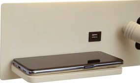 Set de 2 Aplice de Perete Bej Incl. LED cu USB și Încărcător cu Inducție - Riza