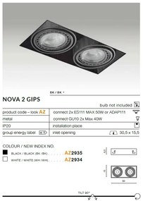 Spot incastrabil directionabil tavan/plafon NOVA GIPS 2 alb