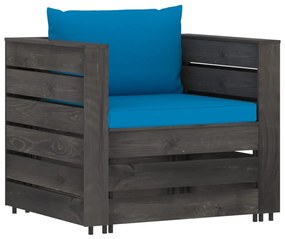 3068148 vidaXL Set mobilier grădină cu perne, 2 piese, lemn tratat gri