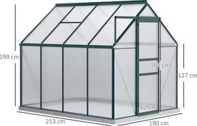 Outsunny Sera pentru plante din aluminiu kit sera de gradina walk-in din policarbonat cu ventilatie, Verde | Aosom Romania