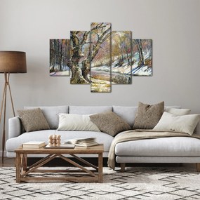 Tablou cu peisaj de iarnă pictat (150x105 cm)