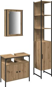 vidaXL Set de mobilier pentru baie cu raft 3 pcs Stejar Artizanal