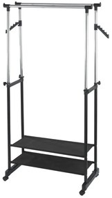 Suport de haine mobil telescopic din metal negru All In Black - Wenko