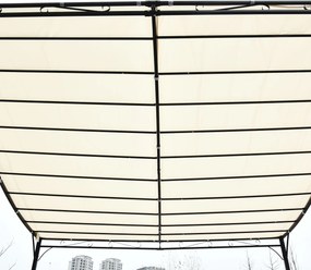 Outsunny Pavilion cu Perdea Parasolară și Prelată Impermeabilă din Poliester, Ideal pentru Grădină, Crem, 297x297cm | Aosom Romania