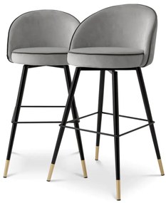 Set de 2 scaune de bar pivotante, design LUX, Bar Stool Cooper gri deschis