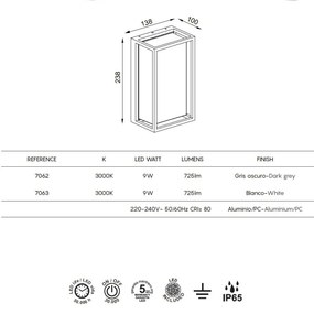 Aplica LED iluminat exterior modern IP65 CHAMONIX gri inchis
