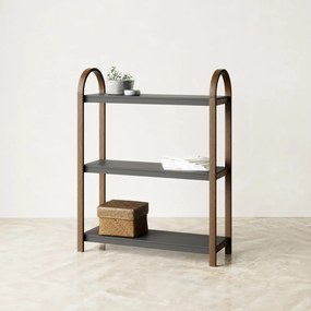 Etajeră neagră/în culoare naturală cu aspect de lemn de nuc 72x90 cm Bellwood – Umbra