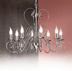 Candelabru 8 brate stil clasic cu cristale K9 Alessia crom