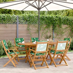 vidaXL Set mobilier de grădină 7 piese textil model frunze/lemn masiv