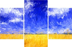 Tablou - Pictură în ulei, câmp auriu (90x60 cm)