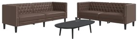 vidaXL Set canapele Chesterfield cu 2 locuri, maro, piele eco.