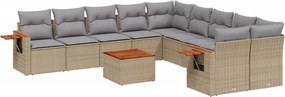 vidaXL Set canapele de grădină cu perne, 11 piese, bej, poliratan
