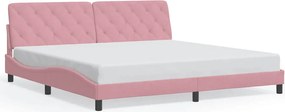 vidaXL Cadru de pat fără saltea, roz, 200x200 cm, catifea