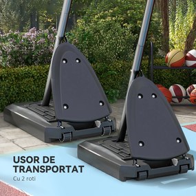 SPORTNOW Cos si suport de baschet reglabil pe inaltime cu panou robust si baza ponderata, portabil pe roti, 2,4-2,9 m | Aosom Romania