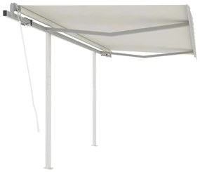 vidaXL Copertină retractabilă automat cu stâlpi, crem, 3,5x2,5 m