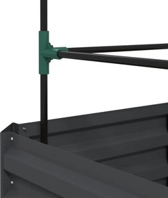 Outsunny Pat înălţat cu spalier cutie de plantare cu suport, fund deschis, rezistent la intemperii, 61 cm x 61 cm x 140 cm, Gri închis | Aosom Romania