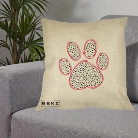 Perna Personalizata Labuta Dalmatian Roz Neon, 40x40 cm, Crem, Husa Detasabila, Perna Inclusa, BEKZ®