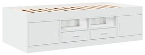 3280237 vidaXL Cadru pat de zi cu sertare, alb, 100x200 cm, lemn prelucrat