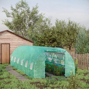 Outsunny Sera pentru Culturi, Structură din Oțel Rezistent, Spațioasă 8x3x2m, Ideală pentru Grădinărit, Verde | Aosom Romania