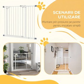 PawHut Poartă pentru Câini Lățime Reglabilă 74-148 cm, Albă | Aosom Romania