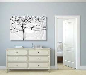 Tablou copac modern pe fundal abstract alb-negru