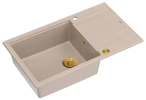 Chiuveta compozit incastrata Quadron Unique Evan 136 XL bej - auriu 86x50 cm