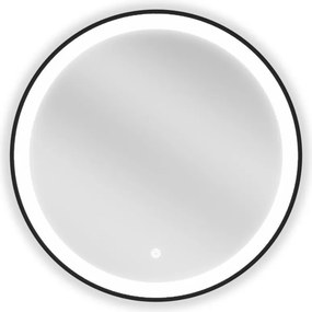 Mexen Esso oglindă de baie iluminată, rotundă 60 cm, LED 6000K, anti-abur, ramă neagră - 9825-060-060-611-70