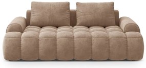 Canapea maro deschis cu tapițerie din catifea 200 cm Linz – Cosmopolitan Design