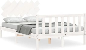 vidaXL Cadru de pat fără saltea, alb, 120x200 cm, lemn masiv pin