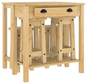 3217075 vidaXL Set mobilier de bar, 5 piese, lemn masiv de pin