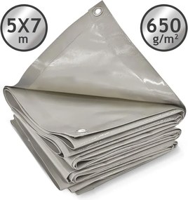 JAGO Prelata 650 g/m², ochiuri de aluminiu, gri, 5 x 7 m