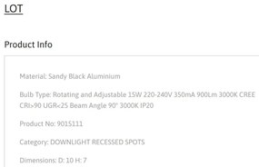 Spot LED aplicat ajustabil LOT 15W negru